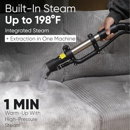 Dapper Commercial Carpet and Upholstery Extractor Cleaning Machine with Steam, Spray-Vacuum, Blower & Mite Remover. — Designed for Deep Cleaning. Dual Separate Circuit Power Cords - size: 3 Gal