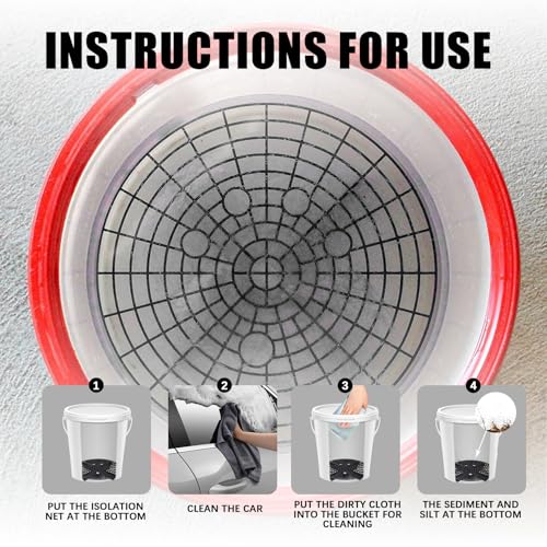 2PCS Car Wash Bucket Insert, Car Detailing Bucket, Dirt Guard Bucket Insert Helps Remove Dirt Debris Washing Kit, Detail Grit Trap Filter Cleaning Tool Fit 12Inch Diameter or 3-5 Gallon Bucket