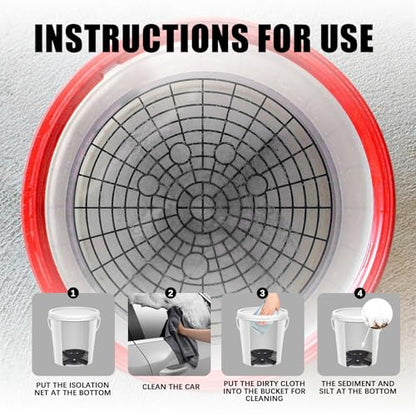 2PCS Car Wash Bucket Insert, Car Detailing Bucket, Dirt Guard Bucket Insert Helps Remove Dirt Debris Washing Kit, Detail Grit Trap Filter Cleaning Tool Fit 12Inch Diameter or 3-5 Gallon Bucket