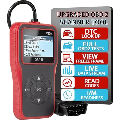 V100 OBD2 Diagnostic Diagnostic Tool Tool, Code Reader, Engine Light Diagnostic Tool, Battery Voltage Tester, for OBD2 Cars & Trucks Since 1996 - color: Black