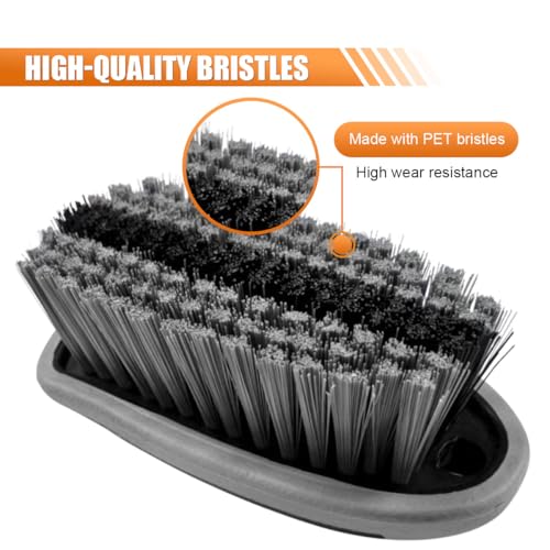 Car Carpet and Upholstery Cleaning Brush, Stiff Bristle Car Detailing Carpet Scrub Brush with Hanging Hole, Vehicle Interior Detailing Brushes for Floor Mats, Couch, Leather Seat (Gray) - color: Gray
