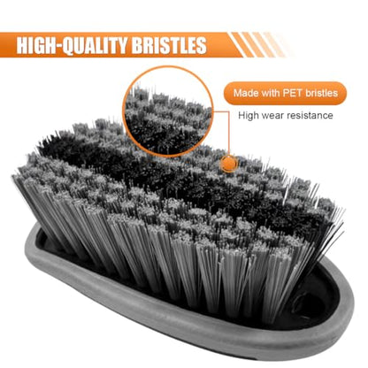 Car Carpet and Upholstery Cleaning Brush, Stiff Bristle Car Detailing Carpet Scrub Brush with Hanging Hole, Vehicle Interior Detailing Brushes for Floor Mats, Couch, Leather Seat (Gray) - color: Gray