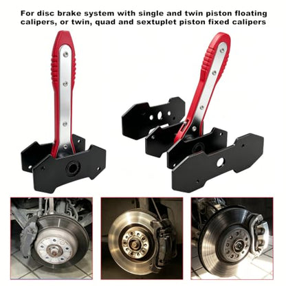 360° Brake Caliper Compression Tool,2 Large Steel Plates & 4 Caliper Hooks,Brake Caliper Press for Car,Truck,SUV