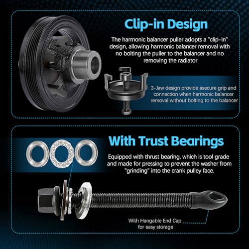 For GM 25264 Harmonic Balancer Puller and LS Harmonic Balancer Installation Tool 1997-UP V8 LS1 LS2 LS3 LS4 LSX LSA LS6 LQ4 LQ9, Crank Pulley Puller and Insatller Set for GM LS LT Engines