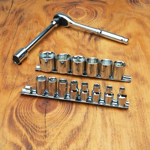 S06001 3/8" Drive Standard SAE Socket Set, 15 Piece, 6 Point - size: 3/8 Inch Drive, style: STANDARD