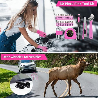 Car Emergency Kit with Portable Air Compressor - Roadside Emergency Kit for Vehicles, Winter Car Safety Roadside Assist Kit, Emergency Car Kit for Teen Girl and Ladies M-75 - size: 75pcs