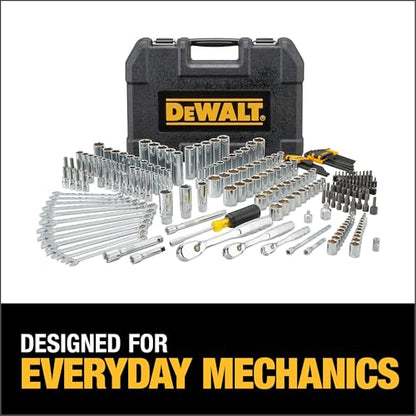 DEWALT Mechanic Tool Set, 247-Piece, 1/4 in., 3/8 in. and 1/2 in. Drive, SAE, Ratchets, Sockets, Hex Keys, Combination Wrenches, Polish Chrome Finish (DWMT81535) - style: 247 pc