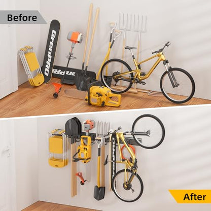 GRENPRO 49.5 Inch Garage Tool Organizer with 6 Double-layer Hooks, Holds 440 LBS - size: 49.5 inch