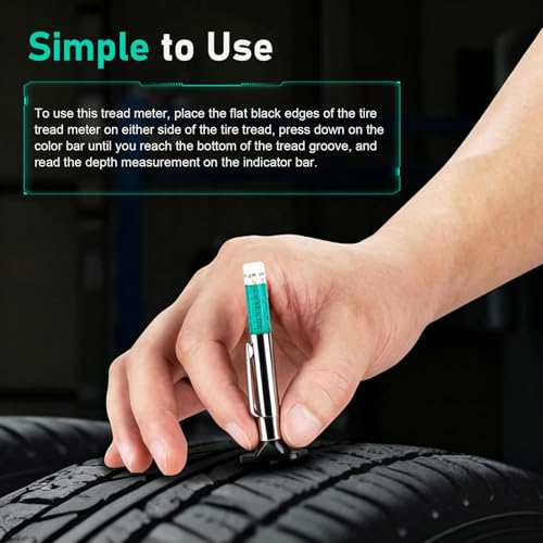 2 PCS Tire Tread Depth Gauge, Color Coded Tire Depth Gauge in 1/32 Inch, Tread Gauge Depth 32nds Measuring Tool, Fit for Car Semi Truck Tire Checker