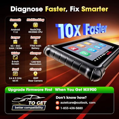 Autel Scanner MaxiChek MX900: 3000+ Active Tests 40+ Service as MK900-BT | 2026 New Ver. of MX808S MK808S, 8 in Bidirectional Tool as MK900BT, All System Diagnosis, 200+ Brands, CAN-FD&DOIP, FCA SGW