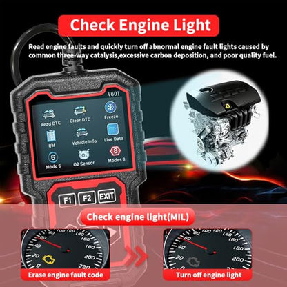 V601 Professional OBD2 Diagnostic Scanner - Quickly Engine Check Light Code Reader, Voltage Tester, I/M Readiness, Reset, and Code Eraser, Suitable for OBD II Protocol Car & Truck Since 1996