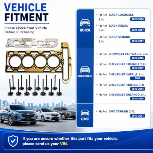 2.4L GDI Cylinder Head Gasket Set Valves Fit For Chevy Buick GMC 2010-2017 | Fits Laf Buick Regal Lacrosse Verano Chevy Equinox Malibu Captiva Orlando Gmc Terrain Valve Cover Gasket Bolt Hs26466pt Ev314 - size: Gasket set /bolt GM LAF 2.4L