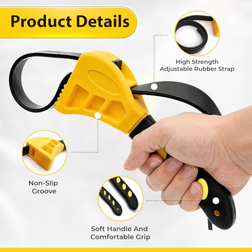 2-Pack Adjustable Rubber Strap Wrench Set, Heavy-Duty Oil Filter Wrench 6 inch & 8 inch Diameter, Non-Slip Belt Wrench for Jar Opener, Water Filter, Plumbing, Sink, Faucet Repair Tool