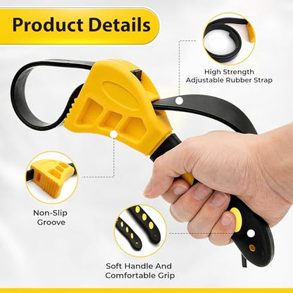 2-Pack Adjustable Rubber Strap Wrench Set, Heavy-Duty Oil Filter Wrench 6 inch & 8 inch Diameter, Non-Slip Belt Wrench for Jar Opener, Water Filter, Plumbing, Sink, Faucet Repair Tool