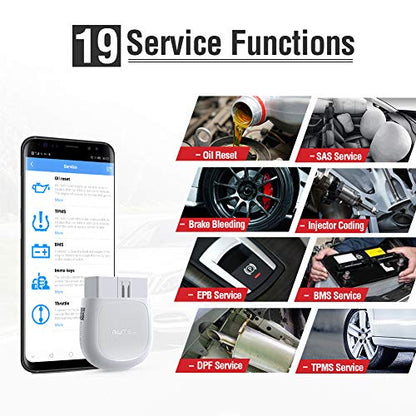 Autel AP200(HT200) Bluetooth OBD2 Scanner, Code Reader with Full Systems Diagnoses and 19 Service Functions, Mini Size Version of MK808 Diagnostic, Vehicle Scan Tool for iPhone & Android Devices