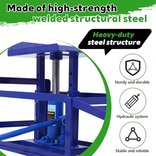 Anwick 2 Pack Hydraulic Car Ramps for Oil Changes, 5T Heavy Duty Steel Truck Ramps, Adjustable Lift Height, Low Profile Car Lift Ramp with Hydraulic Jack, Car Lifts for Home Garage (Blue, 45") - color: Blue