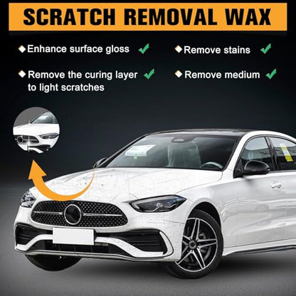 Car Scratch Remover Wax for Car, Scratch Remover for Vehicles for Vehicles Blemishes, Car Paint Scratch Repair, Polishing & Waxing Kits with Buffer Pad, Towel