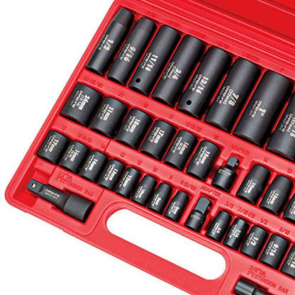 CARBYNE 40-Piece Impact Socket Set, SAE and Metric, Standard and Deep, 3/8 and 1/2 in. Drive, Corrosion-Resistant Finish, 6 Point, Storage Case
