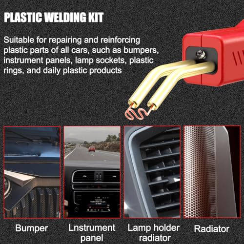 Car Plastic Welder, Vehicle Plastic Bumper Crack Repair Welder Gun Kit, 200PCS 4 Types Portable Automotive Hot Welding Staplers with Carry Case, Universal for SUV RV Truck