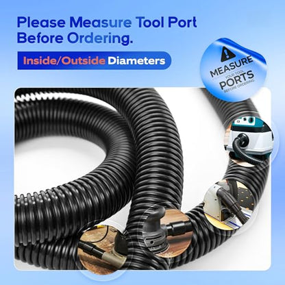 10 Foot Long Dust Collection Power Tool Hose Kit with 5 Fittings Universal for Multiple Tools & Vacuums - size: 10FT HOSE KITS