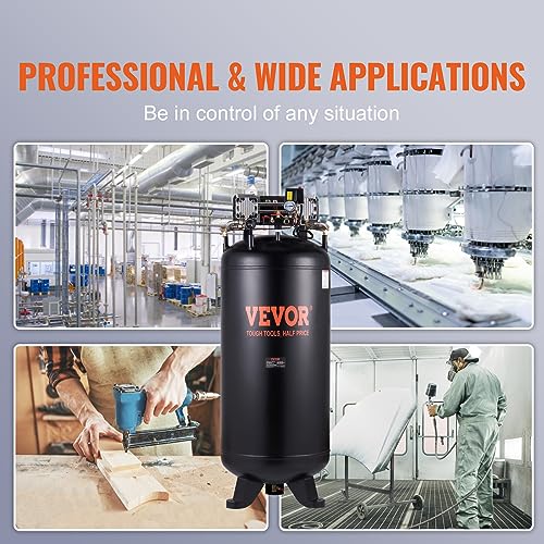 VEVOR 80 Gallons Air Compressor, 6.5HP 15.5SCFM@90 PSI Oil-Free Air Compressor Tank with 145PSI Max Pressure, 86dB Quiet Air Tank for Industrial Manufacturing, Air Brushing, Spraying (3-Phase Power) - size: 80 Gallon | 3-Phase Power