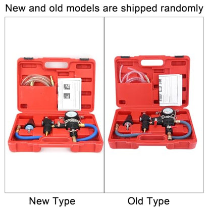 RiToEasysports Cooling System Vacuum Purge Tool, Plastic Metal Coolant Refill Kit with 90 PSI Gauge, 2 Hoses, Universal Radiator Adapter, Carrying Case for Cars SUV Light Trucks