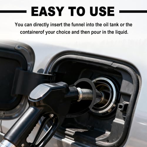2 Pieces Automotive Plastic Oil Funnels with Long Neck Multi-Function No Spill Design for Gas Coolant Transmission Fluid Engine Oils Fuel Lubricants and Diesel (Black) - color: black