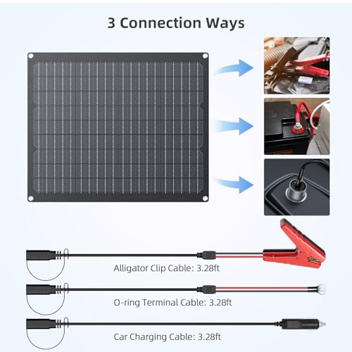 ZOUPW 40W 12V Solar Battery Charger,2 PCS 20W Solar Battery Maintainer with Built-in Intelligent Charge Controller,IP68 Waterproof Trickle Charger for Car Boat Marine RV Trailer - size: 2PCS-20W