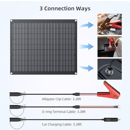 ZOUPW 40W 12V Solar Battery Charger,2 PCS 20W Solar Battery Maintainer with Built-in Intelligent Charge Controller,IP68 Waterproof Trickle Charger for Car Boat Marine RV Trailer - size: 2PCS-20W