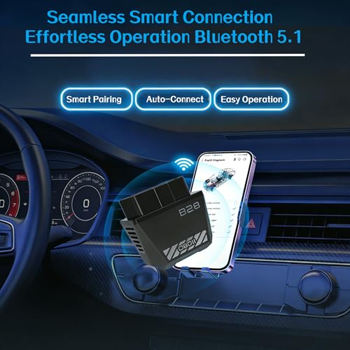 Wireless Bluetooth OBD2 Scanner, Auto Code Reader with Check Engine Light Reset, Live Data & I/M Readiness, USB Car Diagnostic Tool for iOS Android, Free YMOBD App, Compatible with Torque AlfaOBD