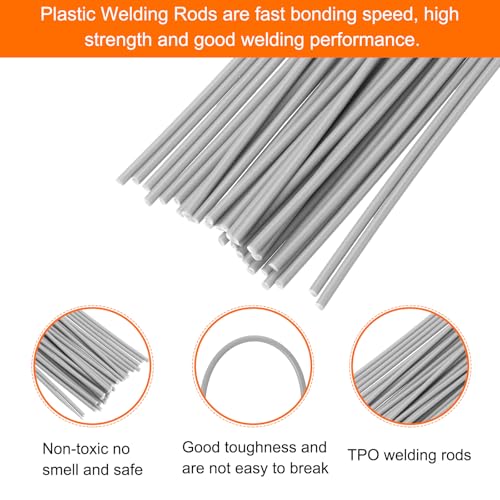 MECCANIXITY 30pcs 8 Inch Plastic Welding Rods TPO Welding Strips Welder Rods for Plastic Welder, Car Bumper, Kayak Repair, Daily Plastic Repair, Grey