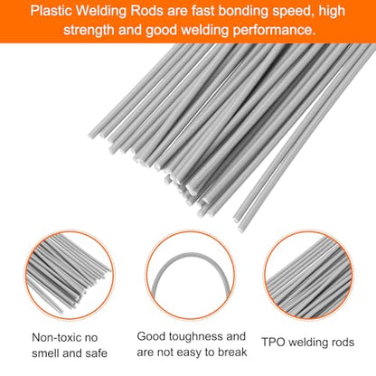 MECCANIXITY 30pcs 8 Inch Plastic Welding Rods TPO Welding Strips Welder Rods for Plastic Welder, Car Bumper, Kayak Repair, Daily Plastic Repair, Grey