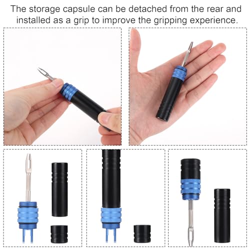 NQEUEPN 3-in-1 Tire Repair Kit, Compact Tire Puncture Plug Patch with Strips Tubeless Bike Tires Accessories Valve Removal Tool Fix a Puncture or Flat for Auto Motorcycle Bicycle Car Truck Tractor