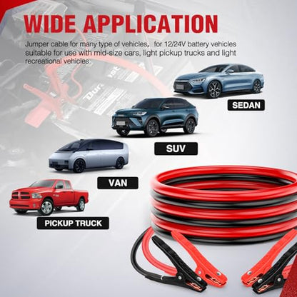 Nilight Jumper Cables for Car Battery 10 Gauge 12 FT Booster Cable Heavy Duty 200 A CCA with Carrying Bag Jump Start Emergency Kit Pickup Vans SUV Sedan Motorcycle - size: 10 Guage 12 FT