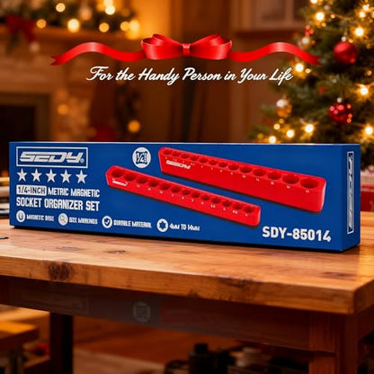 2-Piece 1/4"-Drive Metric Magnetic Socket Organizer Set (Holds 26 Sockets) - Detachable Tool Tray with 5mm Magnetic Base, Screw-Fixed Design & Heavy-Duty Modular Storage for Garage/Home Workshop - style: 2-Pc 1/4" Drive - Metric (Holds 26)