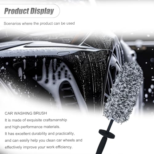 ZIMISI Car Wheel Cleaner Brush, Soft Microfiber Wheel Rim Cleaner, Non Scratch Car Detailing Brush, Highly Water Absorption & Removable Tire Brush, Vehicle Rim Wash Tool (Grey) - color: Gray