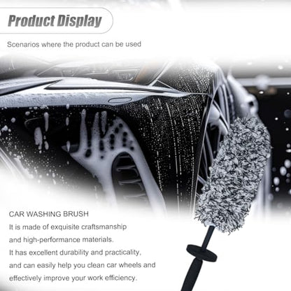 ZIMISI Car Wheel Cleaner Brush, Soft Microfiber Wheel Rim Cleaner, Non Scratch Car Detailing Brush, Highly Water Absorption & Removable Tire Brush, Vehicle Rim Wash Tool (Grey) - color: Gray