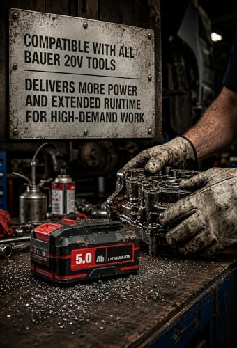 20V Brushless Cordless 1/2 in. High Torque Impact Wrench Kit – 1000 ft-lbs Breakaway Torque – 3-Speed Drive Selector – Friction Ring – Includes 5 Ah Battery & Fast Charger Compatible with Bauer Tools