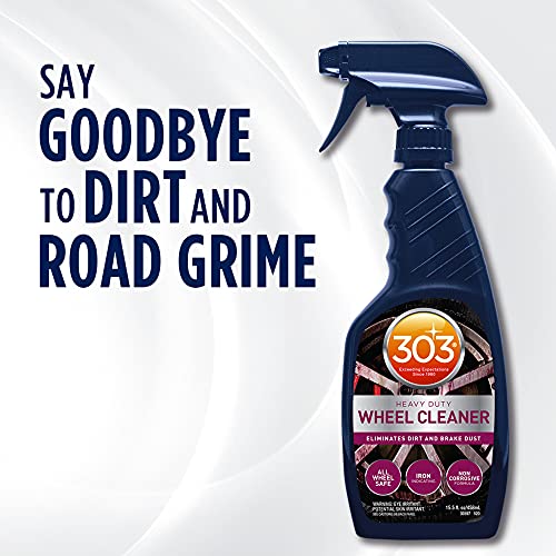 303 Products Heavy Duty Wheel Cleaner - Rim Cleaner for Car - Brake Dust Remover - All Wheel Safe - Iron Indicating Formula - Non Corrosive Formula, 15.5 fl. oz. (30597CSR) Packaging May Vary