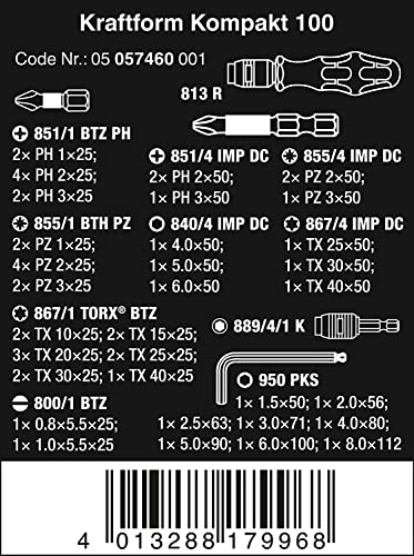 Wera 5057460001- Kk 100 52 Pc Very Compact Pouch Set Metric