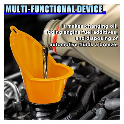 3PCS Car Funnels Set, Universal Long Neck Oil Funnel, Flexible Wide Mouth Funnel with Removable Filter & Nozzle, Right Angle Funnel Plastic Fuel Funnel for Gasoline/Coolant/Engine Oil/Water