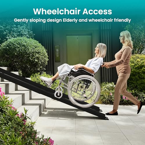 Wheelchair ramp 5FT, Lightweight, Retractable and Portable, can be Used for Wheelchair ramps, Comes with a Handbag-Black - size: 5FT