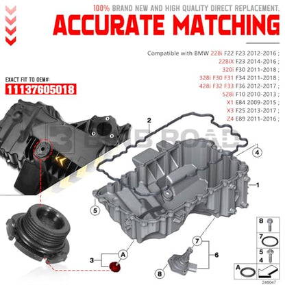 1 Set Engine Oil Pan Drain Plug with Install Tool Compatible with BMW 228i 328i 320i 428i 528i X1 X3 Z4 (Replaces 11137605018) - color: Oil Pan Drain Plug with Tool