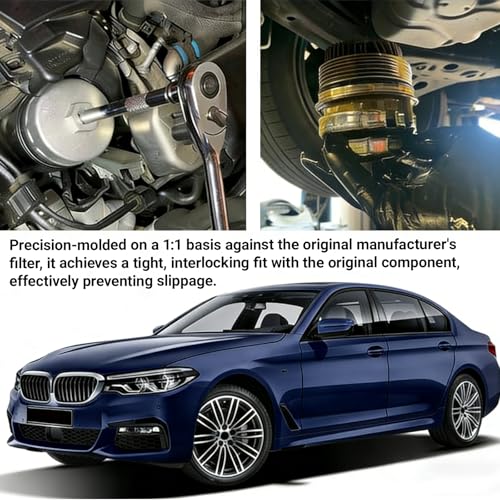 Oil Filter Wrench, Heavy Duty Aluminum 74mm 14-Flute Oil Filter Cap Removal Tool, Compatible with Mercedes Benz, Audi, VW, Porsche, Audi, Mazda, Sprinter Select Mobil1, Bosch, Mahle