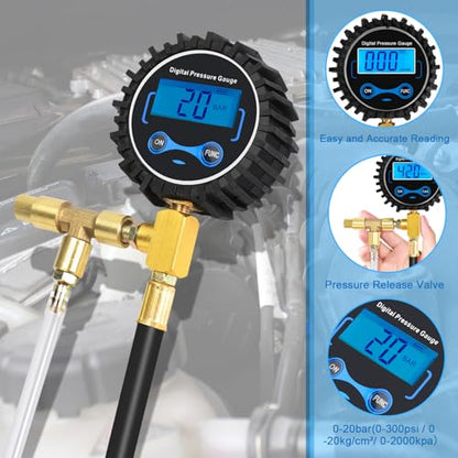 Digital Fuel Injection Pressure Tester Kit - Fuel Pressure Gauge 0-300 PSI for Petrol Engine Fuel Pressure Test Kit Automotive Test Tool Kit - size: Digital