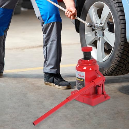 50 Ton Hydraulic Car Bottle Jack - Low Profile, Double Ram, Automotive Welded Hydraulic Jack for Truck Repair, (110,231 lbs) - style: 50 Ton