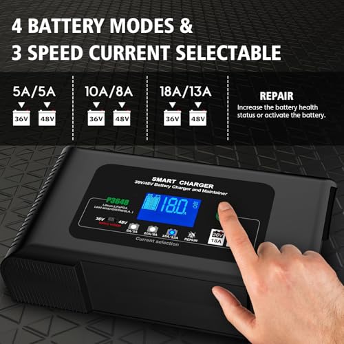 Golf Cart Battery Charger 36V 18A and 48V 13A Trickle Charger,36 Volt Golf Cart Charger,for EZGO TXT Text with Powerwise,Lithium, LiFePO4, Lead-Acid AGM/Gel/SLA..Battery Chargers,D Style Plug - size: D Style Plug