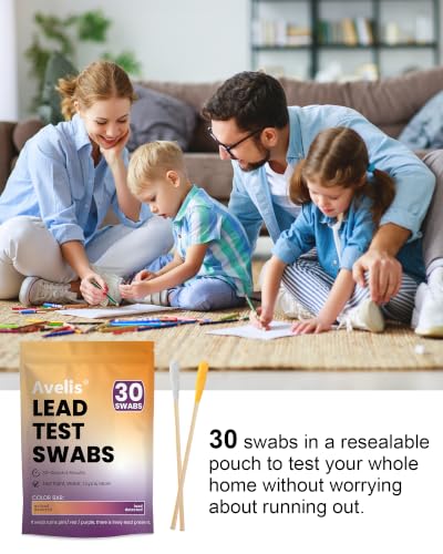 30-Count Lead Test Kit for Dishes, Lead Test Swabs for Ceramics | Fast, easy-to-read color results using 30 lead test swabs for dishes, glazed ceramics, paint, toys, jewelry and home surfaces