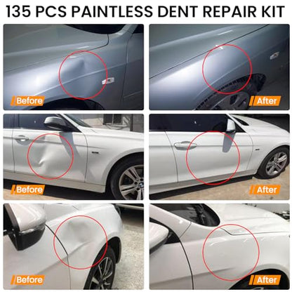 Car Dent Puller Kit,Paintless Dent Removal Kit,Car Dent Repair Kit with Slide Hammer 2 in 1 T-bar, Bridge Puller,Golden Lifter,Dent Remover Tool for Car Hail Damage DIY Repair
