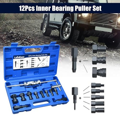 LainKeen 12pcs Blind Hole Collet Bearing Puller Set Internal Extractor Puller Kit with Slide Hammer and Expandable Collets 8-32MM Pilot Inner Removal Tool for Automotive and Motorcycle Wheel Bearings - size: 12PC 1x(8+10mm)